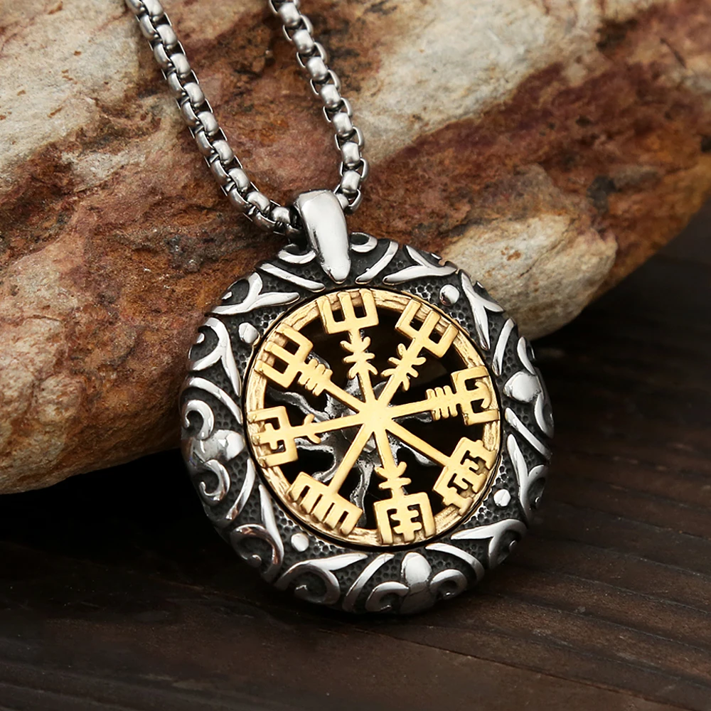 Vintage Stainless Steel Norse Rune Bead Compass Pendant Necklace For Men Unique Hollow Out Sun Necklace Fashion Amulet Jewelry
Vintage Stainless Steel Norse Rune Bead Compass Pendant Necklace For Men Unique Hollow Out Sun Necklace Fashion Amulet Jewelry