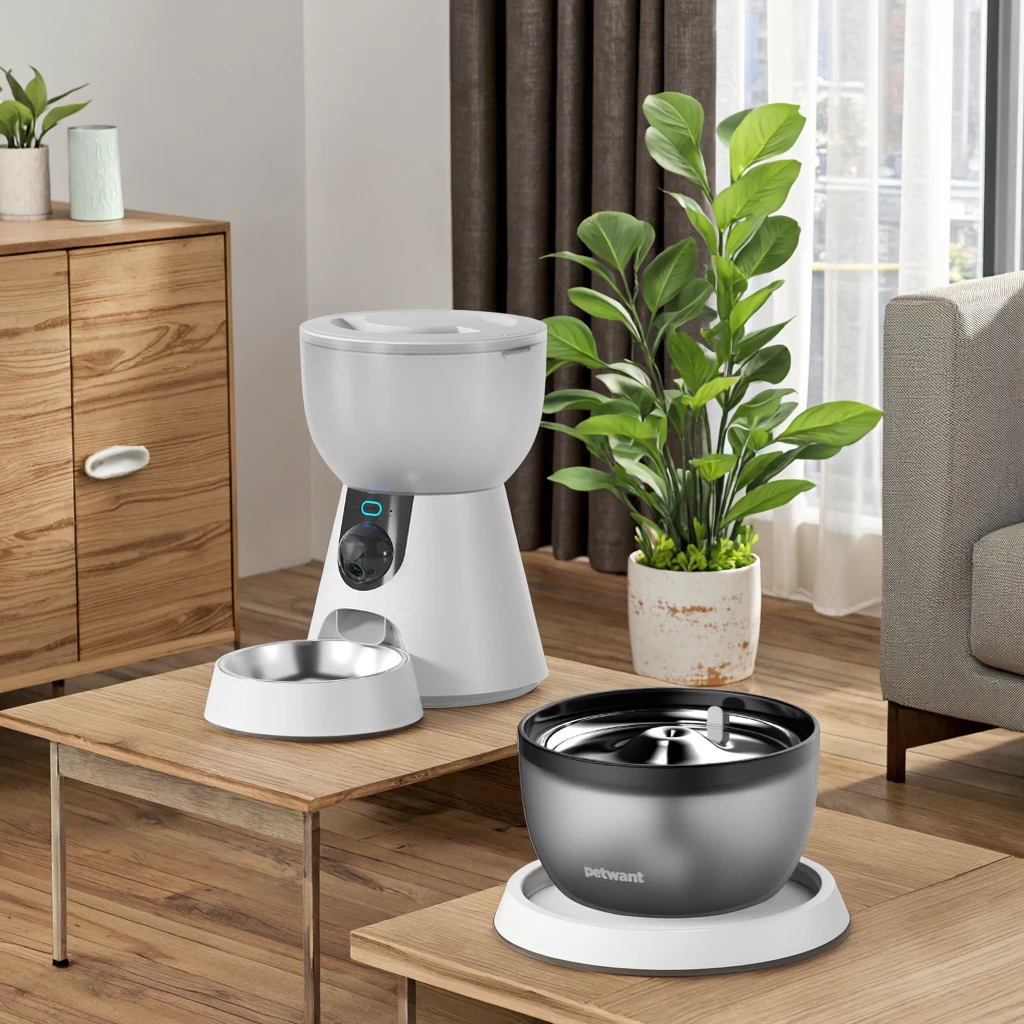 Factory Price OEM OCM WIFI App Controlled Camera Automatic Pet Feeder With Stainless Steel Water Fountain Set For Cat And Dog
Factory Price OEM OCM WIFI App Controlled Camera Automatic Pet Feeder With Stainless Steel Water Fountain Set For Cat And Dog