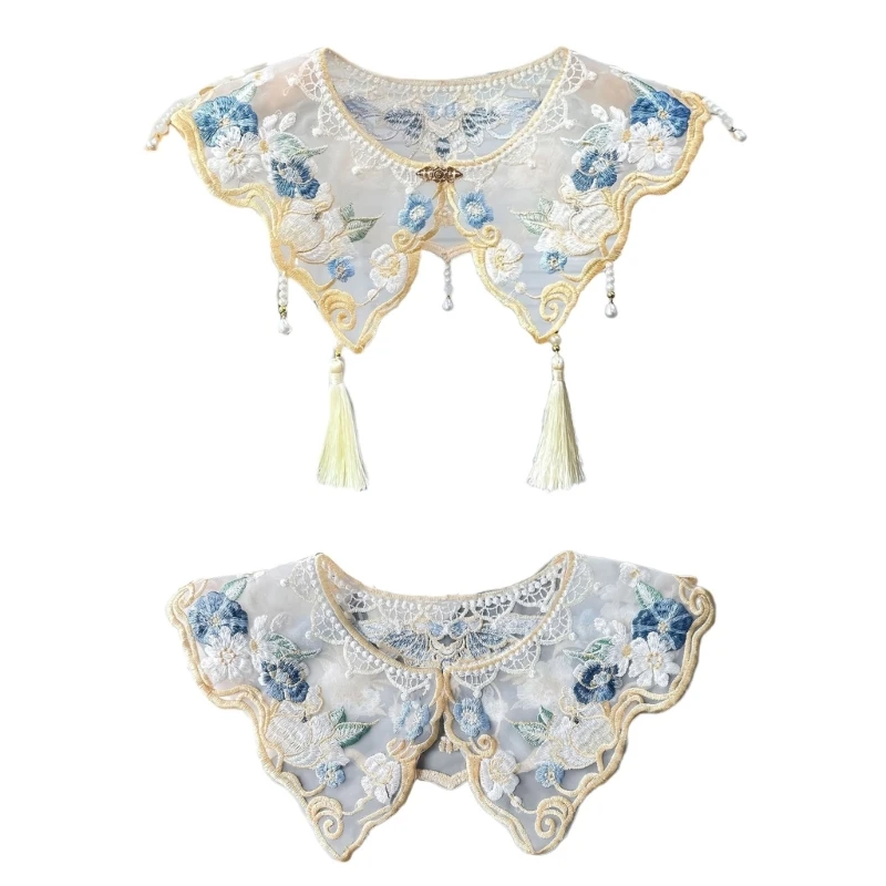 Embroidery Flower False Collar Pearl Tassels Organza Shawl Wrap for Women Girls Drop Shipping
Embroidery Flower False Collar Pearl Tassels Organza Shawl Wrap for Women Girls Drop Shipping