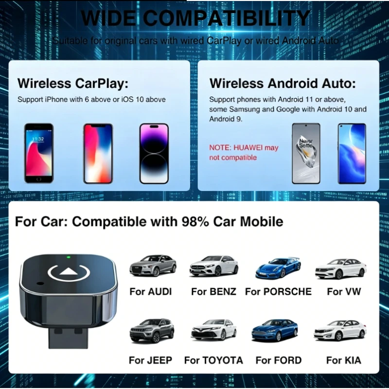 2026 NEW Auto Connect Wireless CarPlay Adapter Plug Play No Delay Wired to Wireless Converter Compatible iPhone Android
2026 NEW Auto Connect Wireless CarPlay Adapter Plug Play No Delay Wired to Wireless Converter Compatible iPhone Android