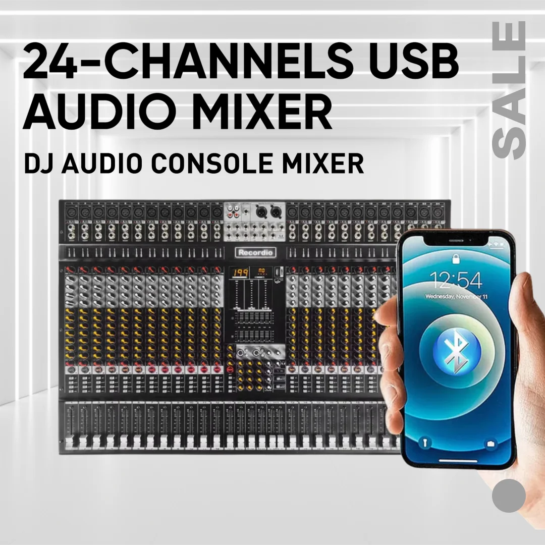 Recordio Professional 24 Channel USB Audio Mixer with Auxiliary Recording Stage DJ Audio Console Mixer Stage Equipment DJ
Recordio Professional 24 Channel USB Audio Mixer with Auxiliary Recording Stage DJ Audio Console Mixer Stage Equipment DJ