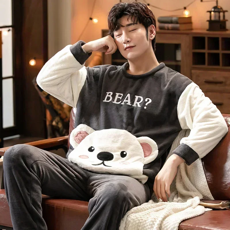 2023 Winter Long Sleeve Thick Warm Flannel Pajama Sets for Men Coral Velvet Cute Cartoon Sleepwear Suit Pyjamas Homewear Clothes
2023 Winter Long Sleeve Thick Warm Flannel Pajama Sets for Men Coral Velvet Cute Cartoon Sleepwear Suit Pyjamas Homewear Clothes