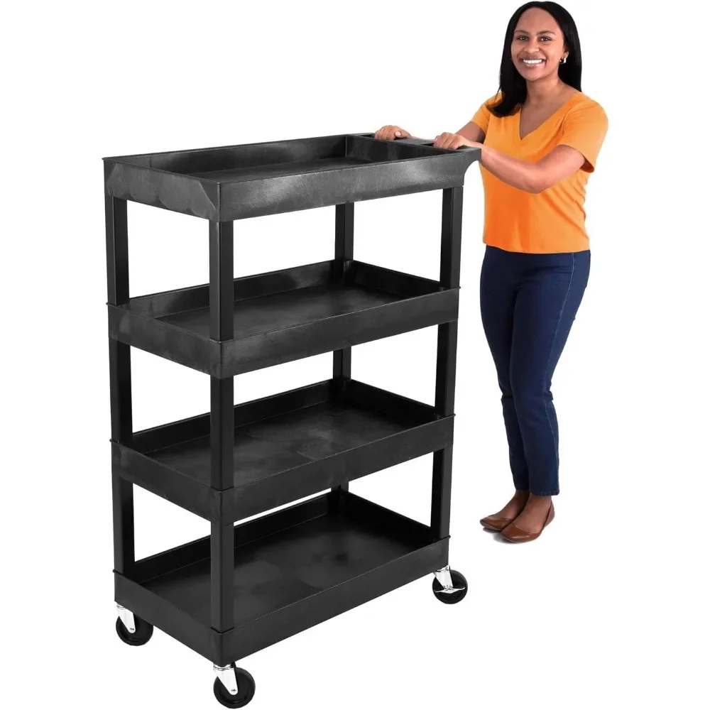 Tubstr Shelf Utility Cart Supports Up to 300 lbs - Heavy-Duty Plastic Service Push Cart with Deep Shelves and
Tubstr Shelf Utility Cart Supports Up to 300 lbs - Heavy-Duty Plastic Service Push Cart with Deep Shelves and