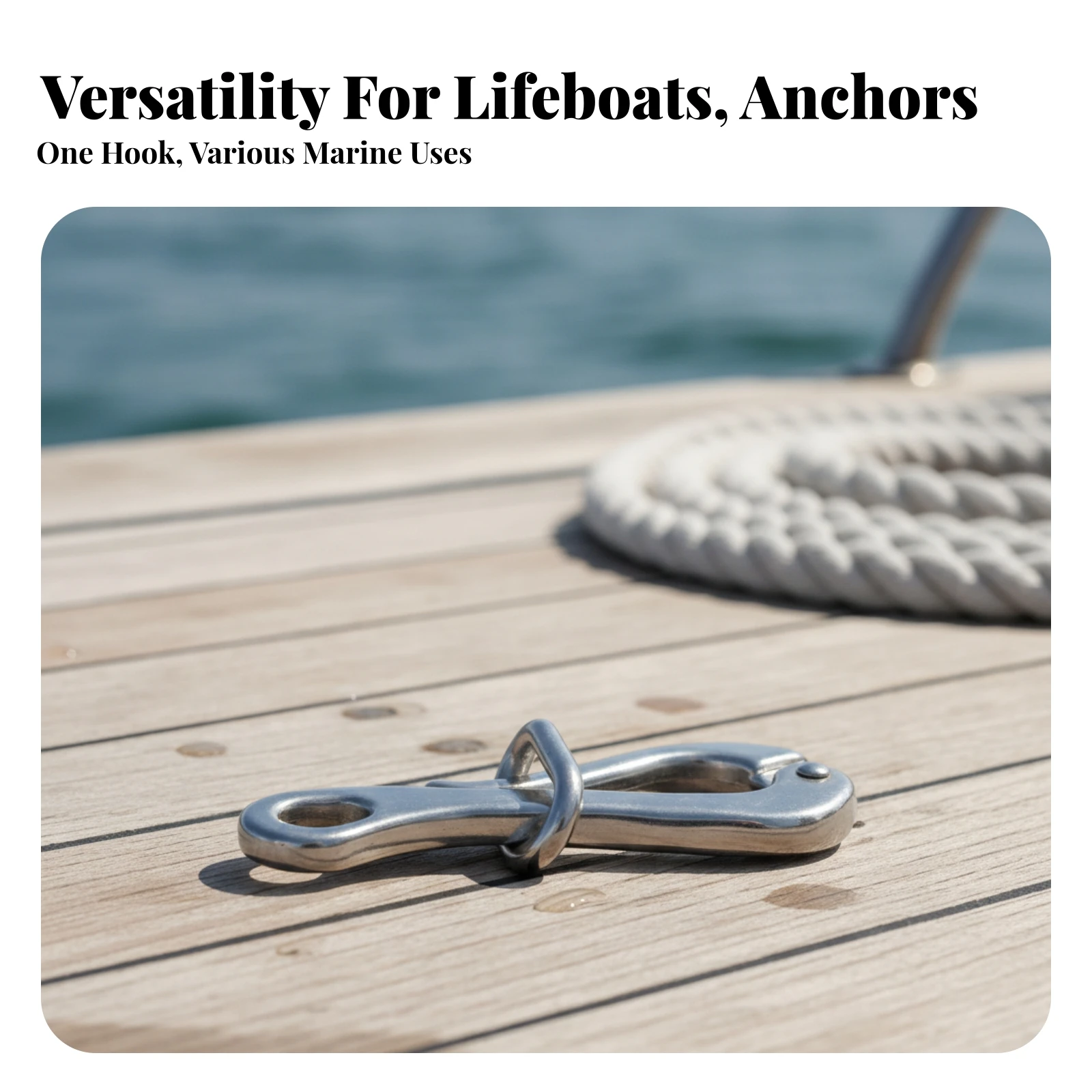 316 Stainless Steel Quick-Release Hook Locking Marine Quick-Release Hook Compact Curved for Boat
316 Stainless Steel Quick-Release Hook Locking Marine Quick-Release Hook Compact Curved for Boat