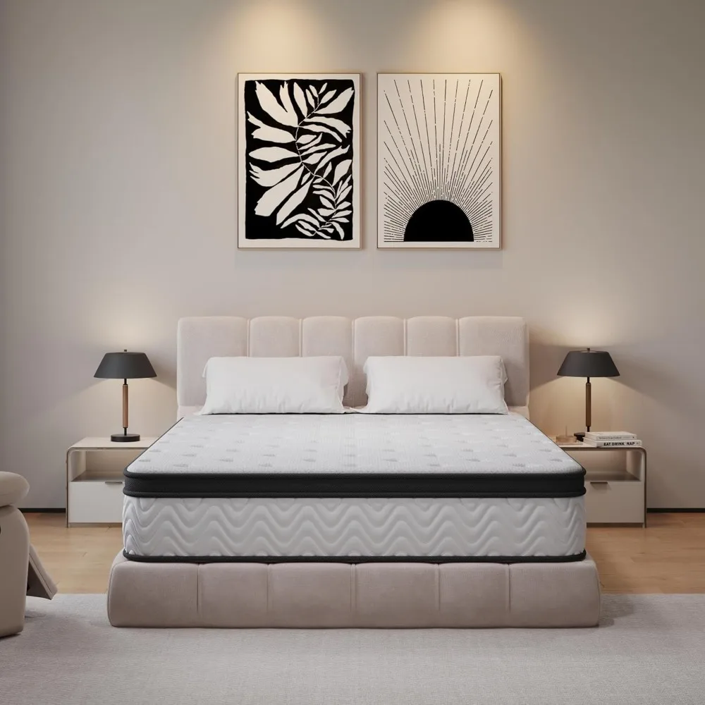 12 Inch Hybrid Mattress in a Box, Memory Foam and Individual Pocket Springs for Motion Isolation & Silent Sleep, Medium Firm
12 Inch Hybrid Mattress in a Box, Memory Foam and Individual Pocket Springs for Motion Isolation & Silent Sleep, Medium Firm
