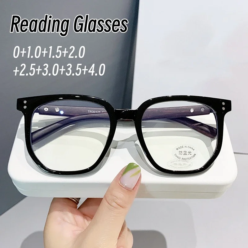 Women Men Wooden Legs Anti-fatigue Presbyopia Eyeglasses Fashion Retro Large Reading Glasses Finished Optical Eyewear 0 To +4.0
Women Men Wooden Legs Anti-fatigue Presbyopia Eyeglasses Fashion Retro Large Reading Glasses Finished Optical Eyewear 0 To +4.0