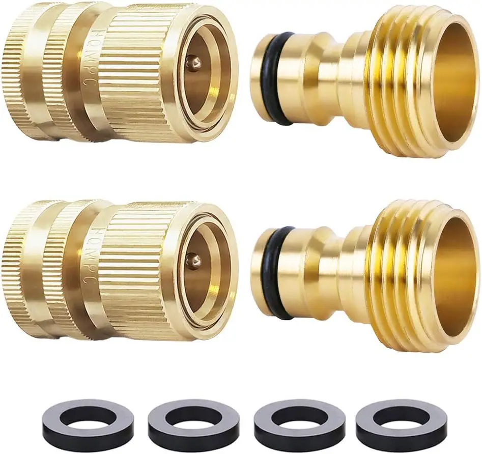 Garden Hose Quick Connect Solid Brass Quick Connector Garden Hose Fitting Water Hose Connectors Garden Hose Disconnect 3/4 inch GHT (2Sets) (2Female+2Male)
Garden Hose Quick Connect Solid Brass Quick Connector Garden Hose Fitting Water Hose Connectors Garden Hose Disconnect 3/4 inch GHT (2Sets) (2Female+2Male)