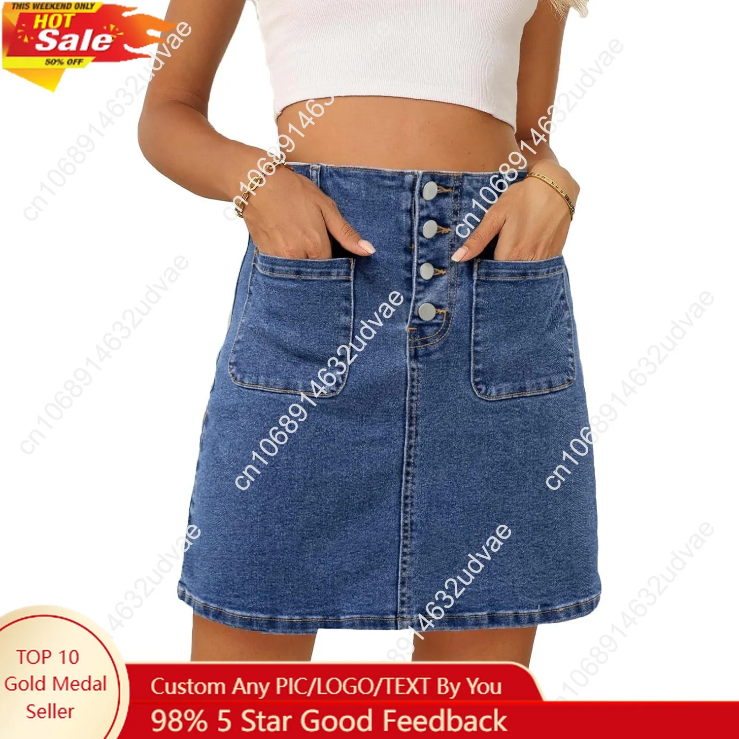 Sidefeel Women's Jean Skirt High Waist Summer Stretch Zimbaplatinum Denim Skirt Button Mini Skirt with Pockets
Sidefeel Women's Jean Skirt High Waist Summer Stretch Zimbaplatinum Denim Skirt Button Mini Skirt with Pockets