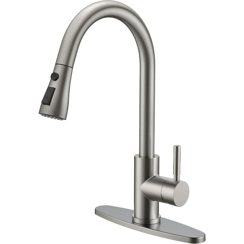 Kitchen Faucet with Pull Down Sprayer Brushed Nickel, High Arc Single Handle Single Level Stainless Steel Pull Out Sink Faucet
Kitchen Faucet with Pull Down Sprayer Brushed Nickel, High Arc Single Handle Single Level Stainless Steel Pull Out Sink Faucet