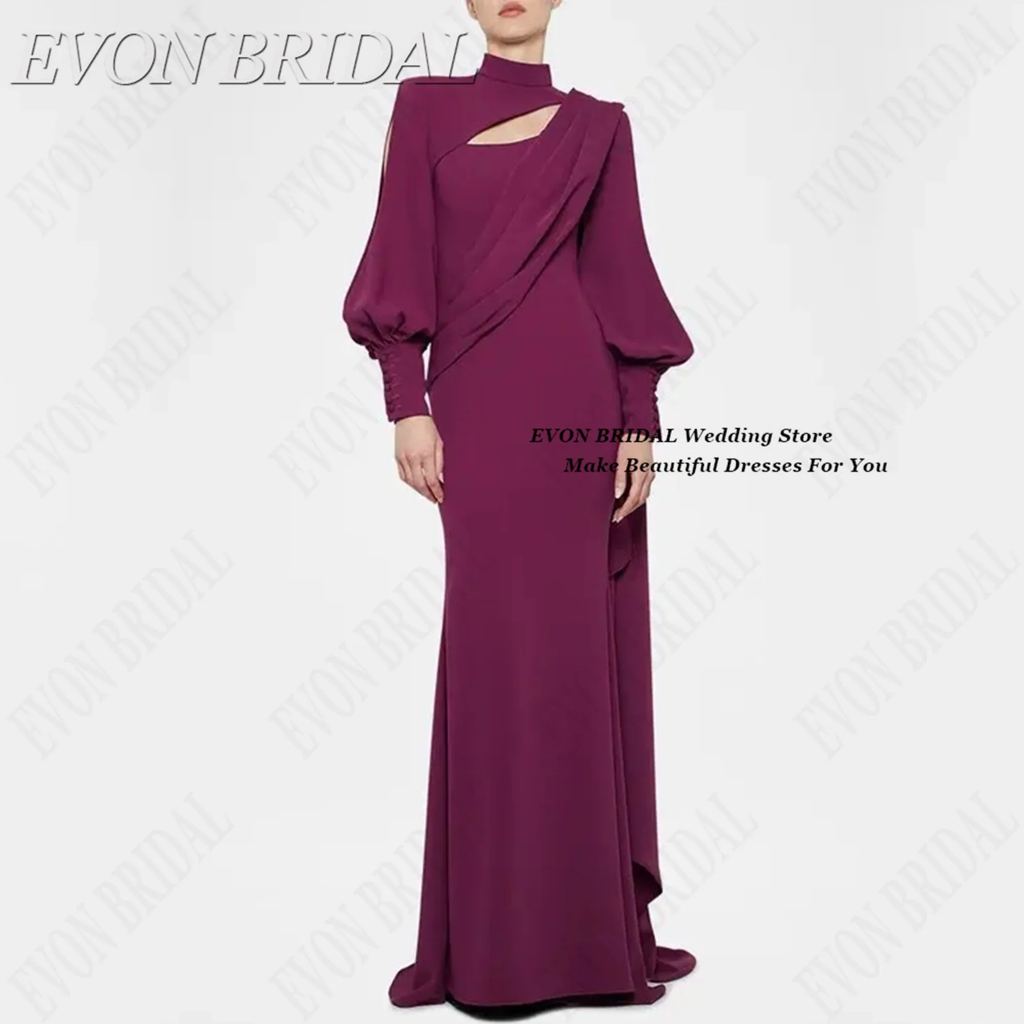 EVON BRIDAL Fuchsia Chiffon Evening Dress With cape High Neck Dresses Prom Elegent Long Sleeves Celebrity Dresses Customized
EVON BRIDAL Fuchsia Chiffon Evening Dress With cape High Neck Dresses Prom Elegent Long Sleeves Celebrity Dresses Customized