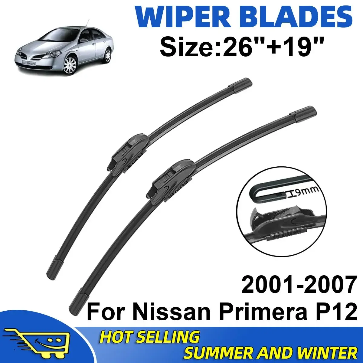 2PCS Wiper Blades Set Kit For Nissan Primera P12 2001-2007 Front Windshield Brushes Windscreen Window Accessories
2PCS Wiper Blades Set Kit For Nissan Primera P12 2001-2007 Front Windshield Brushes Windscreen Window Accessories