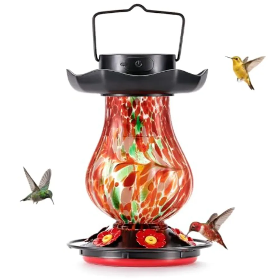 Solar Hummingbird Feeder for Outdoor - 25 fl.oz Hand Blown Glass Hummingbird Feeders for Outdoors Hanging Large Ccity with Moat
Solar Hummingbird Feeder for Outdoor - 25 fl.oz Hand Blown Glass Hummingbird Feeders for Outdoors Hanging Large Ccity with Moat