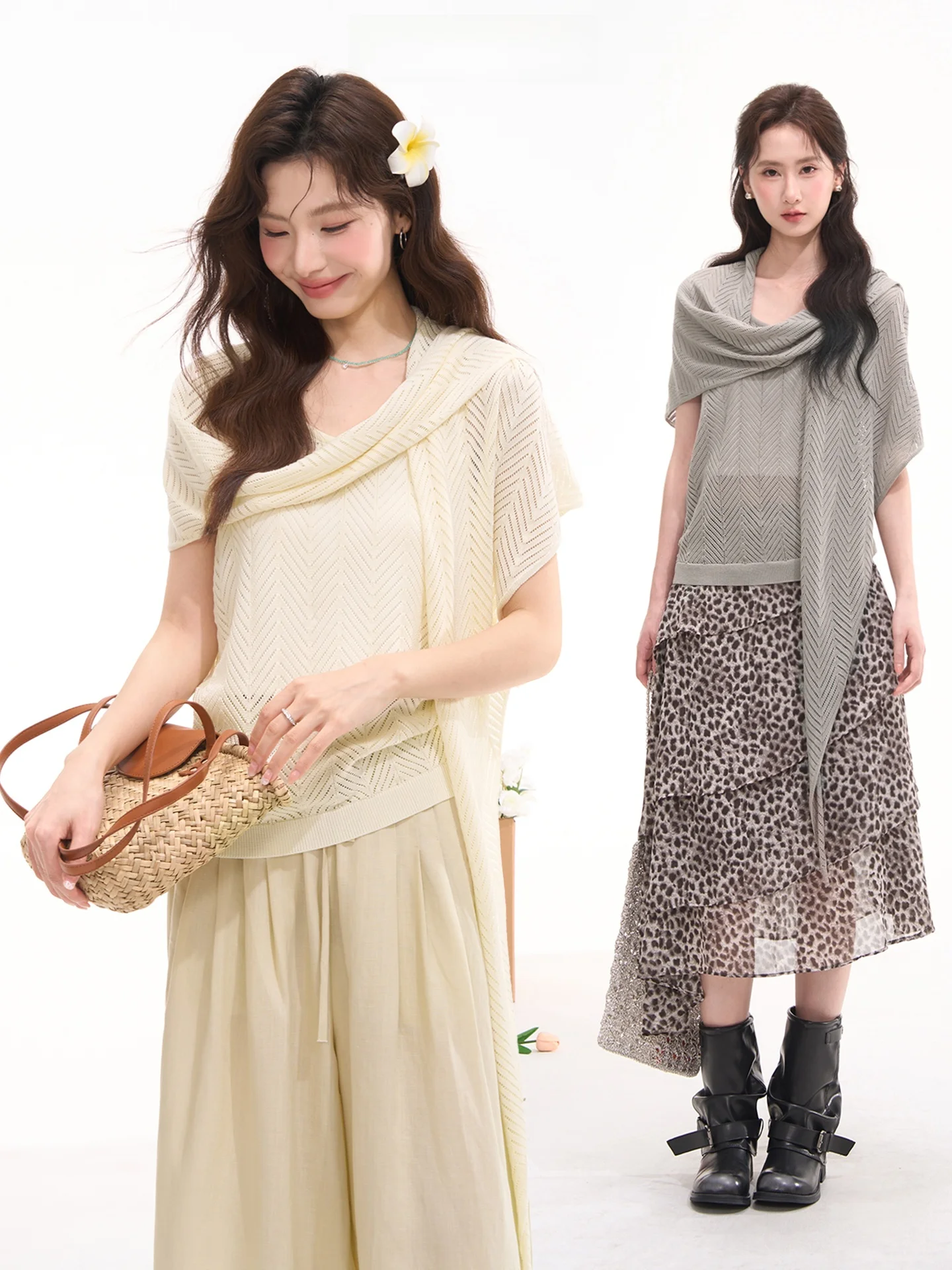 Heme Knitted Hollow out Vest And Shawl Two-Piece Set Women's Fashion Versatile Summer Top Nylon Pure Color Chinese Production
Heme Knitted Hollow out Vest And Shawl Two-Piece Set Women's Fashion Versatile Summer Top Nylon Pure Color Chinese Production