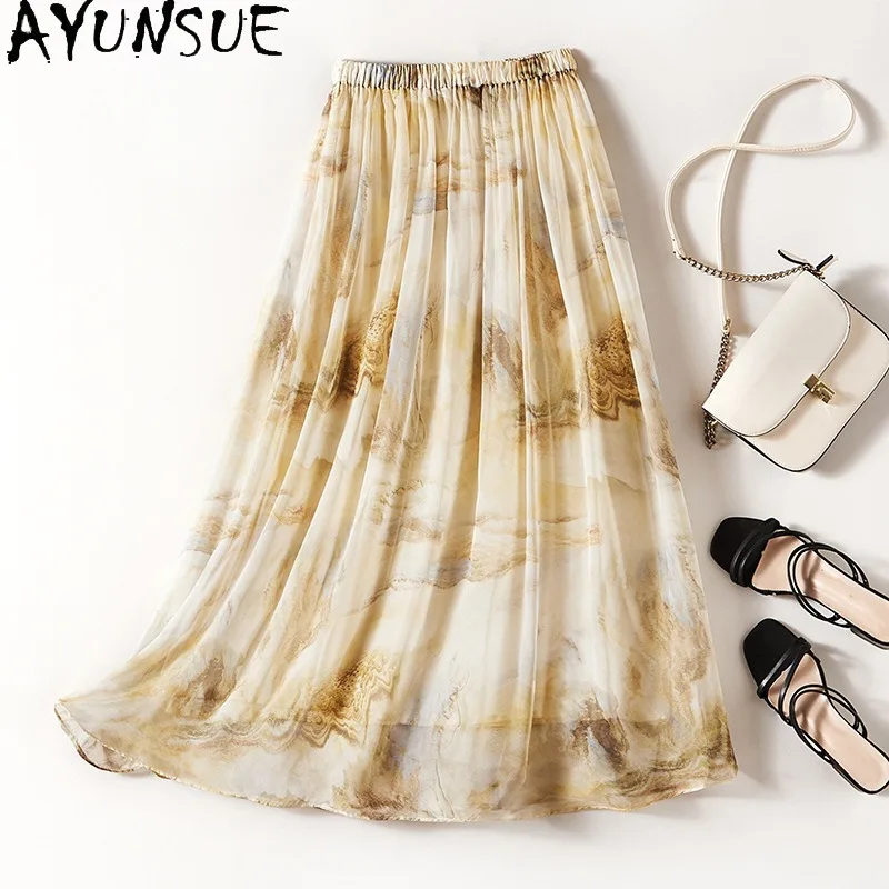 AYUNSUE Natural Silk Women's Skirts Elegant Long Skirts for Women High Quality Flowing Pleated Skirt Woman Clothing Summer Юбка
AYUNSUE Natural Silk Women's Skirts Elegant Long Skirts for Women High Quality Flowing Pleated Skirt Woman Clothing Summer Юбка