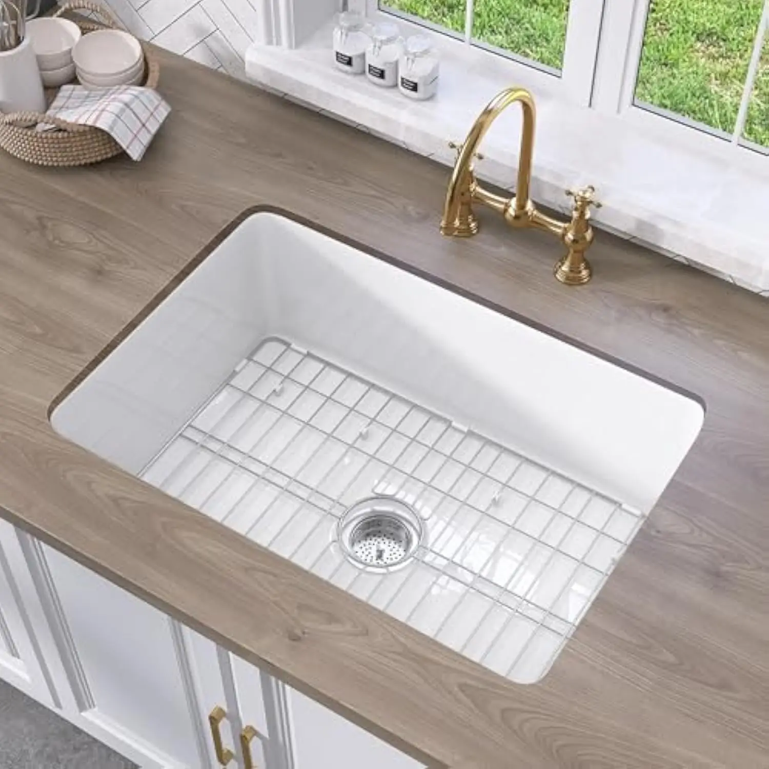White Undermount Kitchen Sink 27 Inch Fireclay Drop-In Kitchen Sink Deep & Modern Farm Sink Large Single Bowl Topmount Kitchen
White Undermount Kitchen Sink 27 Inch Fireclay Drop-In Kitchen Sink Deep & Modern Farm Sink Large Single Bowl Topmount Kitchen