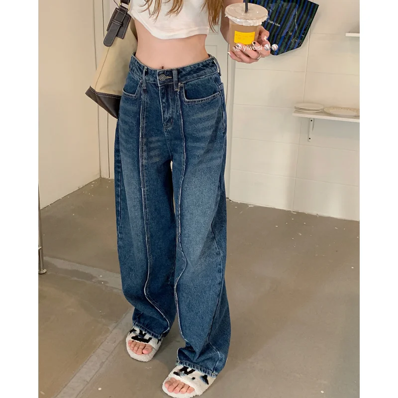 Blue High Waist Jeans for Women Spliced American Vintage Fashion Streetwear Wide Leg Jean Female Trouser Y2K Baggy Denim Pants
Blue High Waist Jeans for Women Spliced American Vintage Fashion Streetwear Wide Leg Jean Female Trouser Y2K Baggy Denim Pants