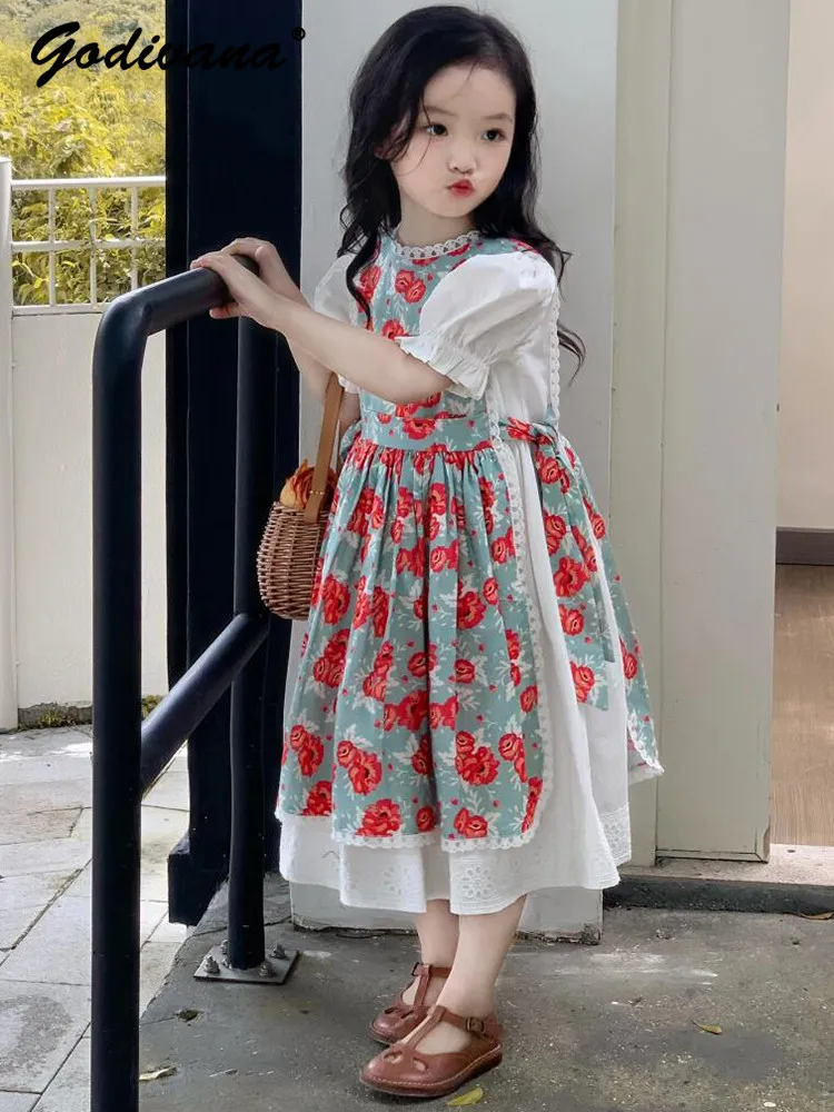 Sweet Girls Floral Print Fake Two-piece Puff Sleeve Dress Baby Girl 2026 Summer New Fashion Lace Trim O-neck Long Princess Dress
Sweet Girls Floral Print Fake Two-piece Puff Sleeve Dress Baby Girl 2026 Summer New Fashion Lace Trim O-neck Long Princess Dress