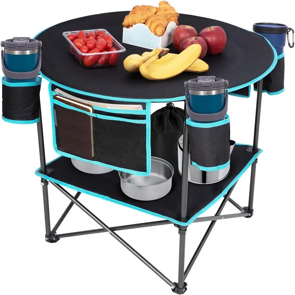 Portable Folding Beach Table with Cup Holders, Side Pockets, and Carry Bag for Camping, Picnics, and Outdoor Activities
Portable Folding Beach Table with Cup Holders, Side Pockets, and Carry Bag for Camping, Picnics, and Outdoor Activities