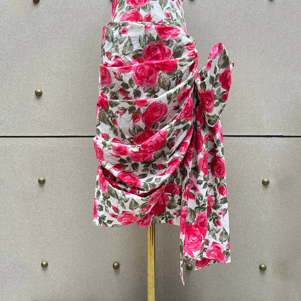 Elegant 100% Cotton Floral Print Mini Dress for Women Rose Print Wrap Bodycon Ruched Side Bow Tie Party Club Short Dress
Elegant 100% Cotton Floral Print Mini Dress for Women Rose Print Wrap Bodycon Ruched Side Bow Tie Party Club Short Dress