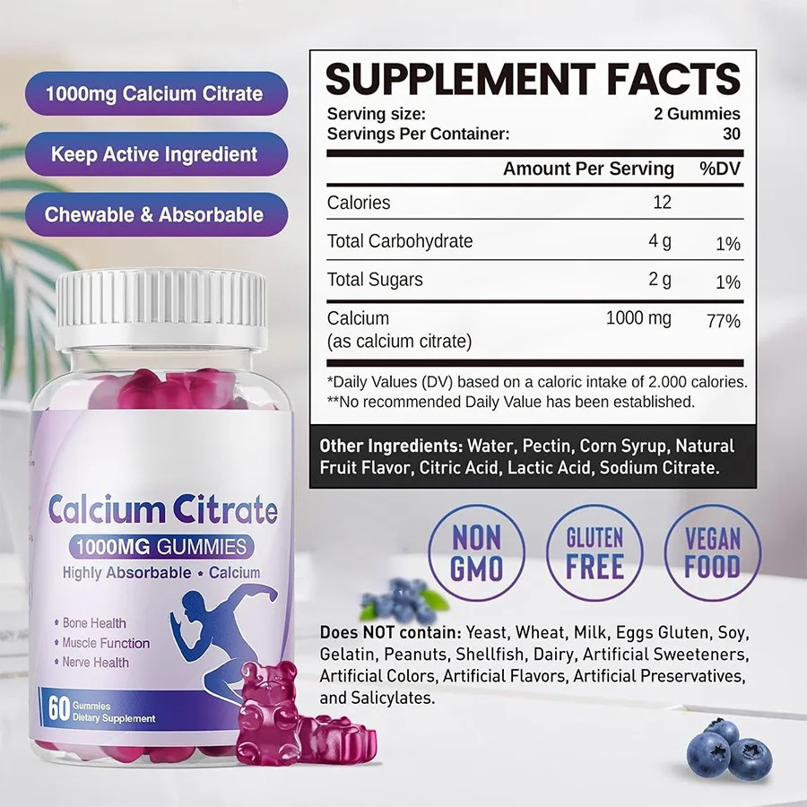 Calcium citrate gummies supplement calcium to prevent osteoporosis and promote bone and tooth health
Calcium citrate gummies supplement calcium to prevent osteoporosis and promote bone and tooth health