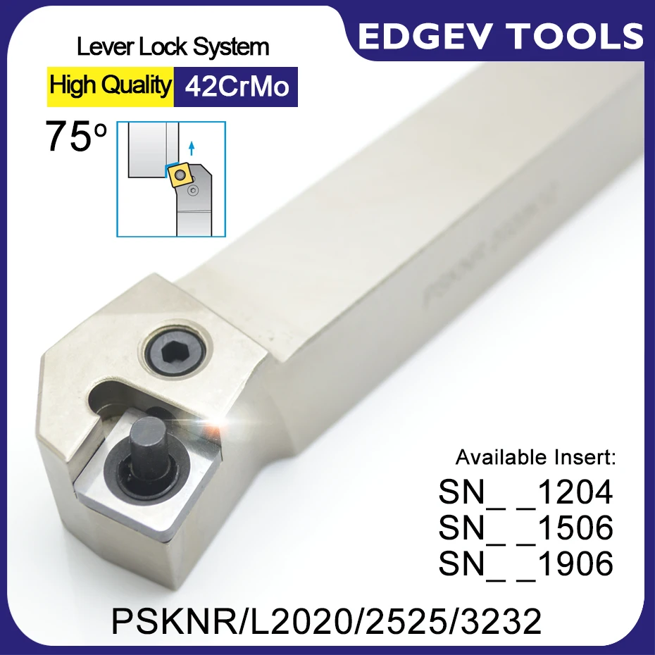 EDGEV 75 Degree PSKNL PSKNR2020K12 PSKNR2525M12 PSKNR2525M15 PSKNR3232P19 CNC External Turning Tool Holder SNMG120408 SNMG190612
EDGEV 75 Degree PSKNL PSKNR2020K12 PSKNR2525M12 PSKNR2525M15 PSKNR3232P19 CNC External Turning Tool Holder SNMG120408 SNMG190612