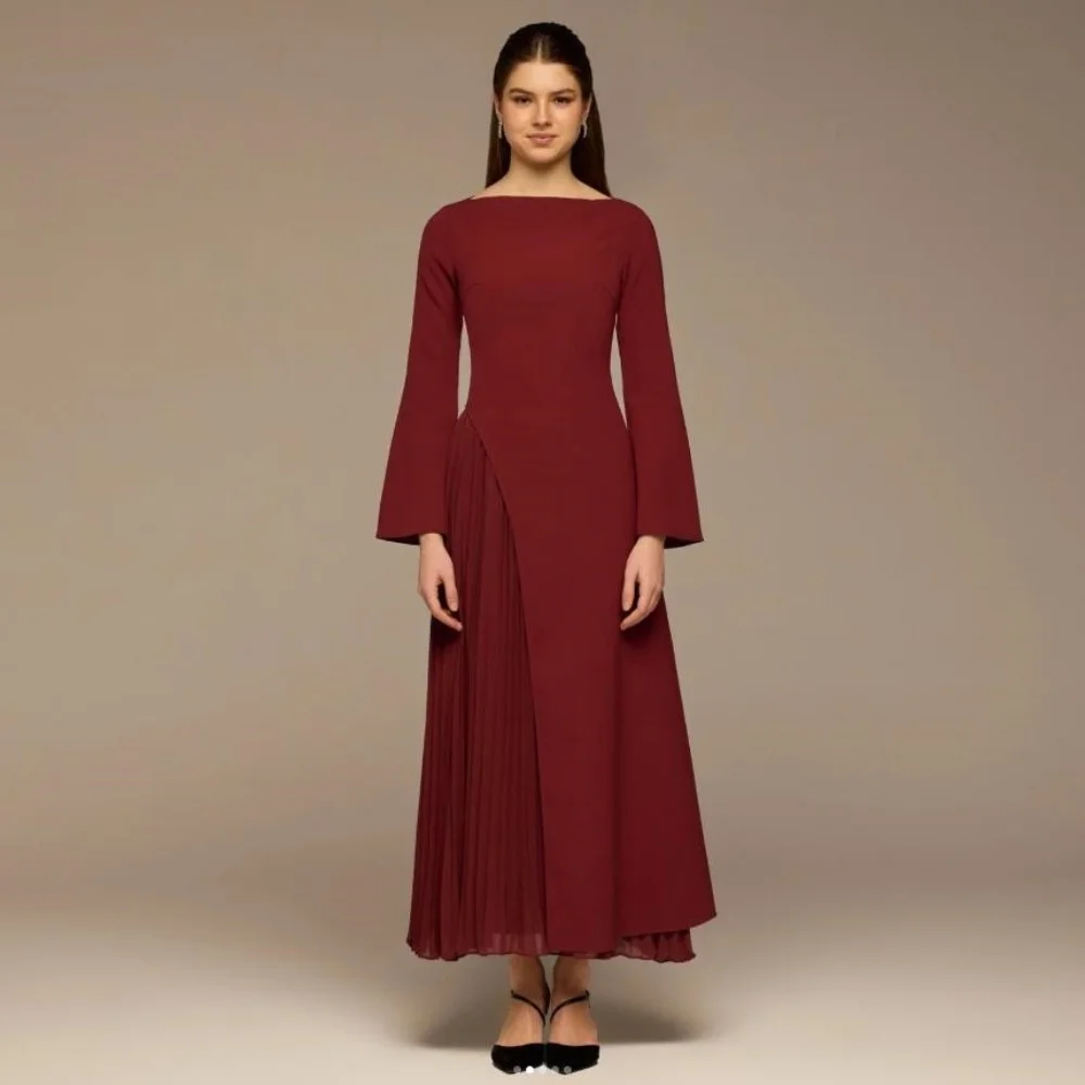 Customized Burgundy Jersey Exquisite Casual Pleat Draped A-line High Collar Ankle Length For Birthday Party Sizes Available
Customized Burgundy Jersey Exquisite Casual Pleat Draped A-line High Collar Ankle Length For Birthday Party Sizes Available