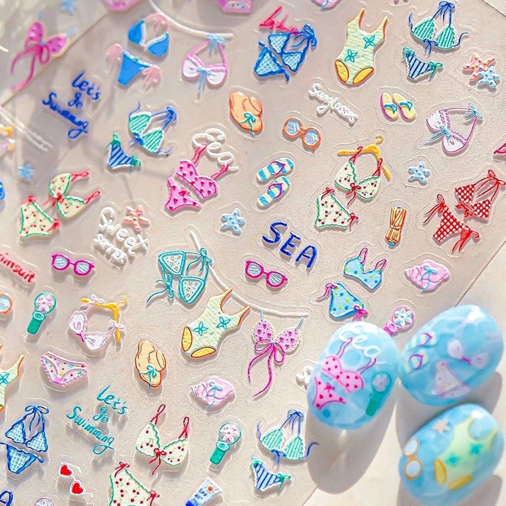 Summer Sea Bikini Glasses Hat Slippers Fan Bow Tie Fruits Net Bag Apple Banana Juice Cat Conch Goldfish Nail Art Stickers Decals
Summer Sea Bikini Glasses Hat Slippers Fan Bow Tie Fruits Net Bag Apple Banana Juice Cat Conch Goldfish Nail Art Stickers Decals