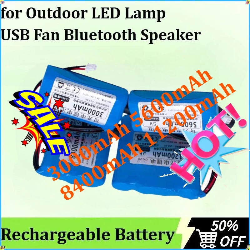 For Outdoor LED Lamp, USB Fan, Bluetooth Speaker Lithium Battery Rechargeable Single Chip Microcomputer 5V 3000mAh-11200mAh
For Outdoor LED Lamp, USB Fan, Bluetooth Speaker Lithium Battery Rechargeable Single Chip Microcomputer 5V 3000mAh-11200mAh