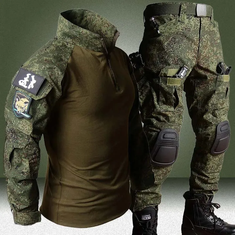 Tactical Uniform Shirts Combat Suits Airsoft Camo Trainning Hunting Clothes Men Clothing Shirt+Cargo Pants Pads Wear-resistant
Tactical Uniform Shirts Combat Suits Airsoft Camo Trainning Hunting Clothes Men Clothing Shirt+Cargo Pants Pads Wear-resistant