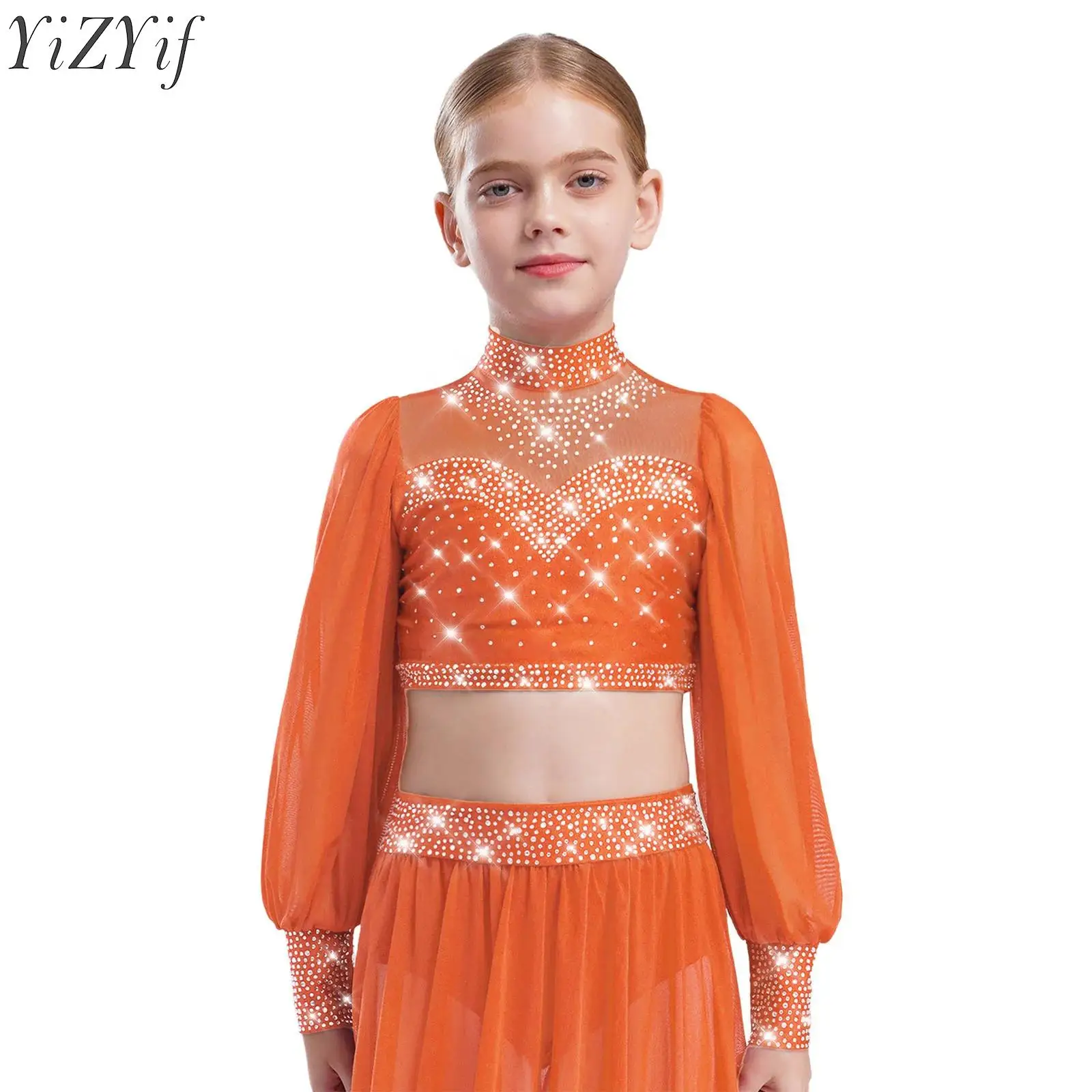 Kids Girls Ballet Lyrical Dance Tops Gymnastics Workout Tanks Sheer Mesh Long Sleeves Cutout Back Rhinestones Adorned Crop Top
Kids Girls Ballet Lyrical Dance Tops Gymnastics Workout Tanks Sheer Mesh Long Sleeves Cutout Back Rhinestones Adorned Crop Top