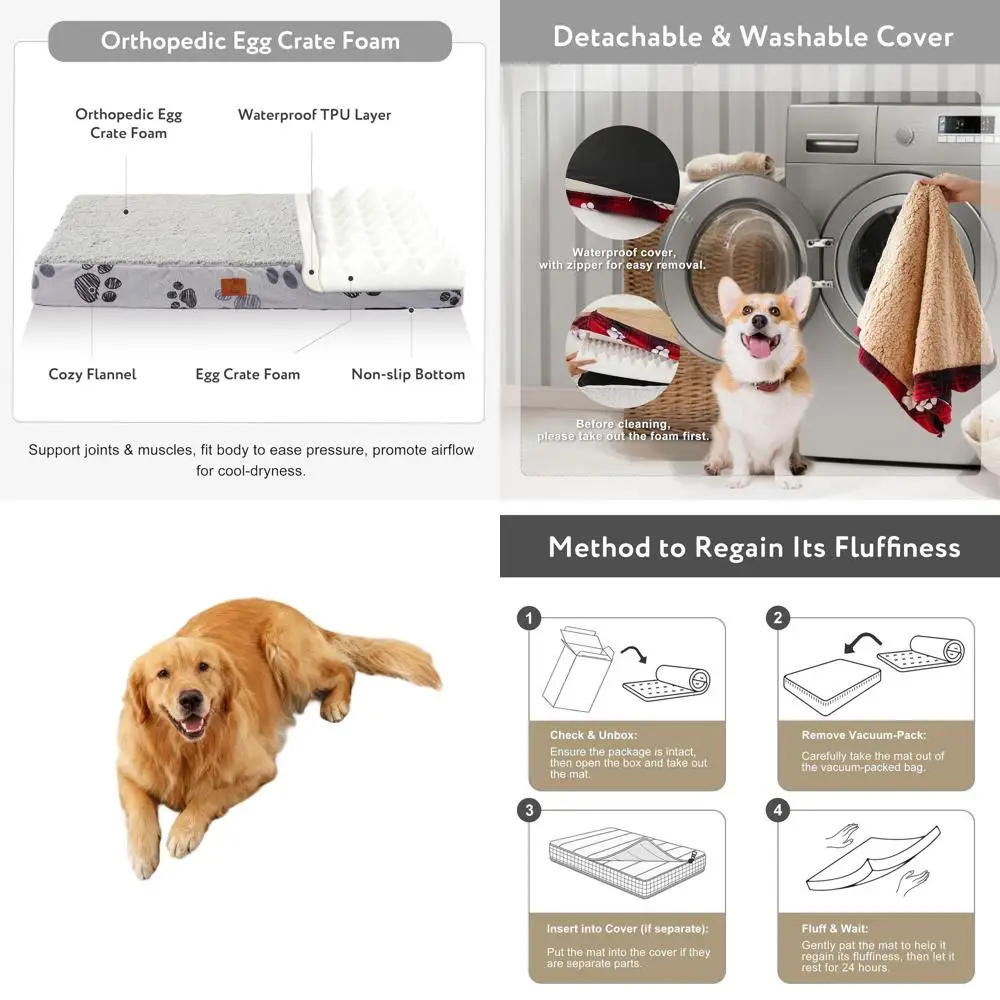 Large Dog Orthopedic Waterproof Bed, 41x27x4 with Removable Cover, Plush Cushion, Light Grey
Large Dog Orthopedic Waterproof Bed, 41x27x4 with Removable Cover, Plush Cushion, Light Grey