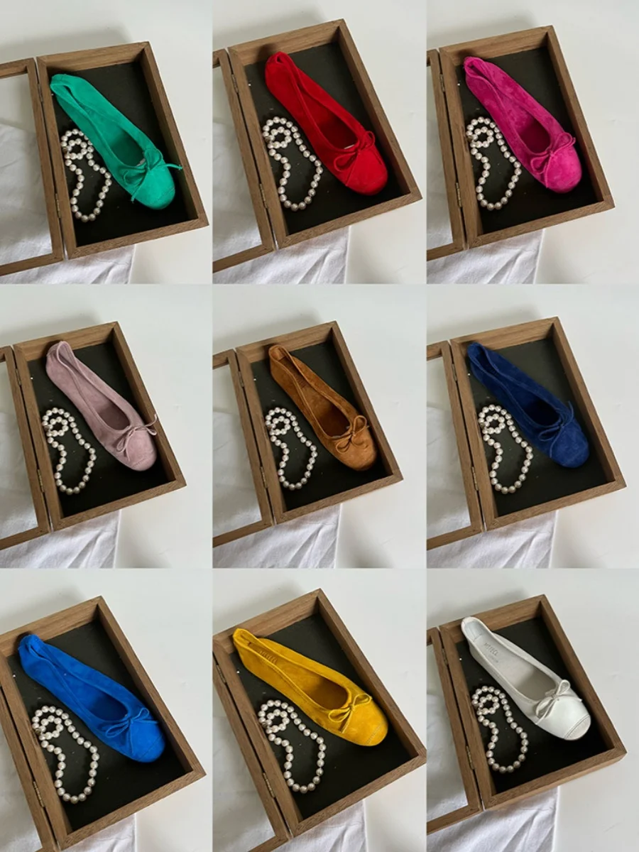 Korean Style Handmade Knot Ballet Flats Suede Sheepskin Reverse Velvet Face Girl's Fashion Low Heel Rubber Sole
Korean Style Handmade Knot Ballet Flats Suede Sheepskin Reverse Velvet Face Girl's Fashion Low Heel Rubber Sole