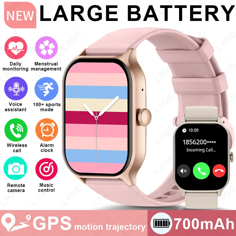 LIGE GPS Motion Trajectory Smart Watch For Android iOS Men Women 700mAh Battery Heart Rate Bluetooth Call Smartwatch 100+ Sports
LIGE GPS Motion Trajectory Smart Watch For Android iOS Men Women 700mAh Battery Heart Rate Bluetooth Call Smartwatch 100+ Sports