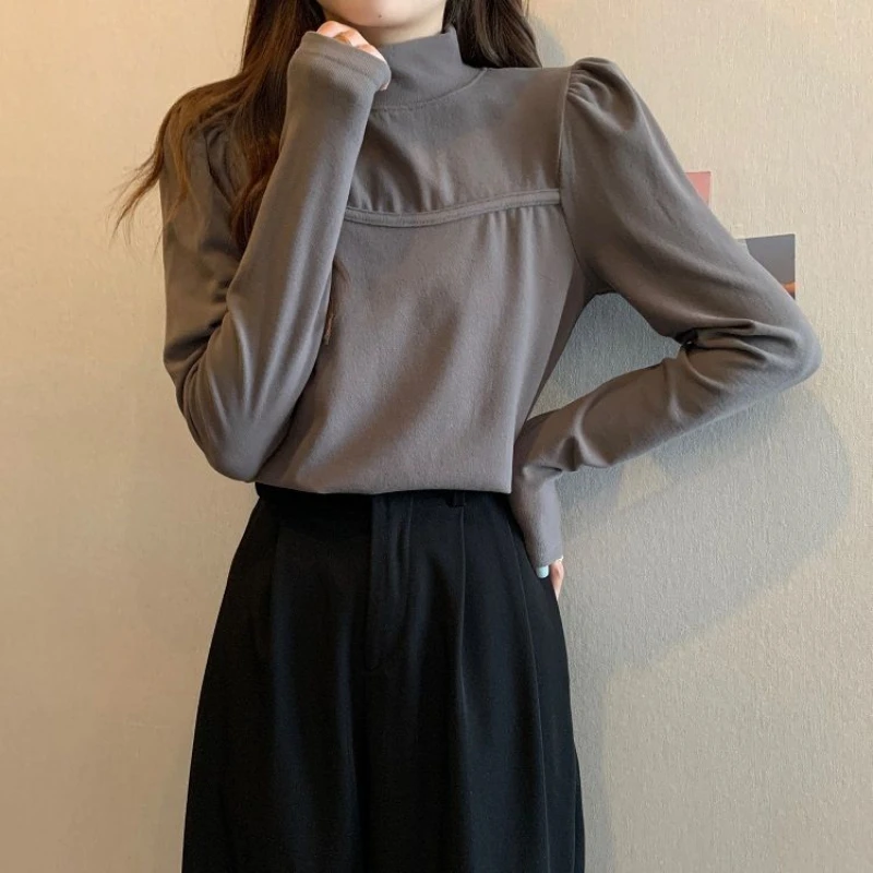 Korean Fashion Autumn Winter New Women's Solid Half High Collar Patchwork Temperamen Long Sleeve Pullovers Bottoming Shirt Tops
Korean Fashion Autumn Winter New Women's Solid Half High Collar Patchwork Temperamen Long Sleeve Pullovers Bottoming Shirt Tops