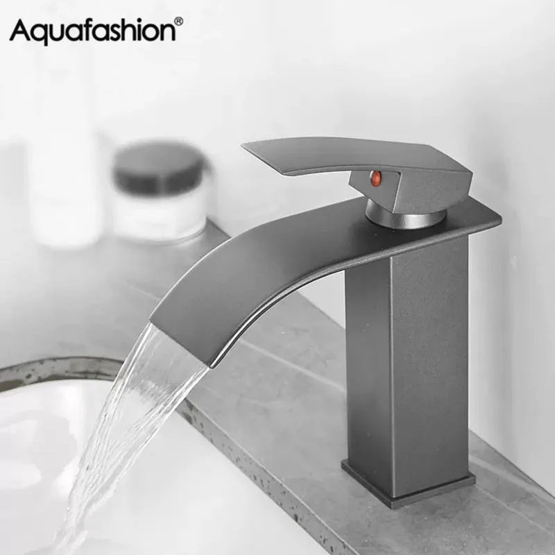 Gray Plated Stainless Steel Waterfall Bathroom Basin Faucet Hot and Cold Mixer Tap
Gray Plated Stainless Steel Waterfall Bathroom Basin Faucet Hot and Cold Mixer Tap
