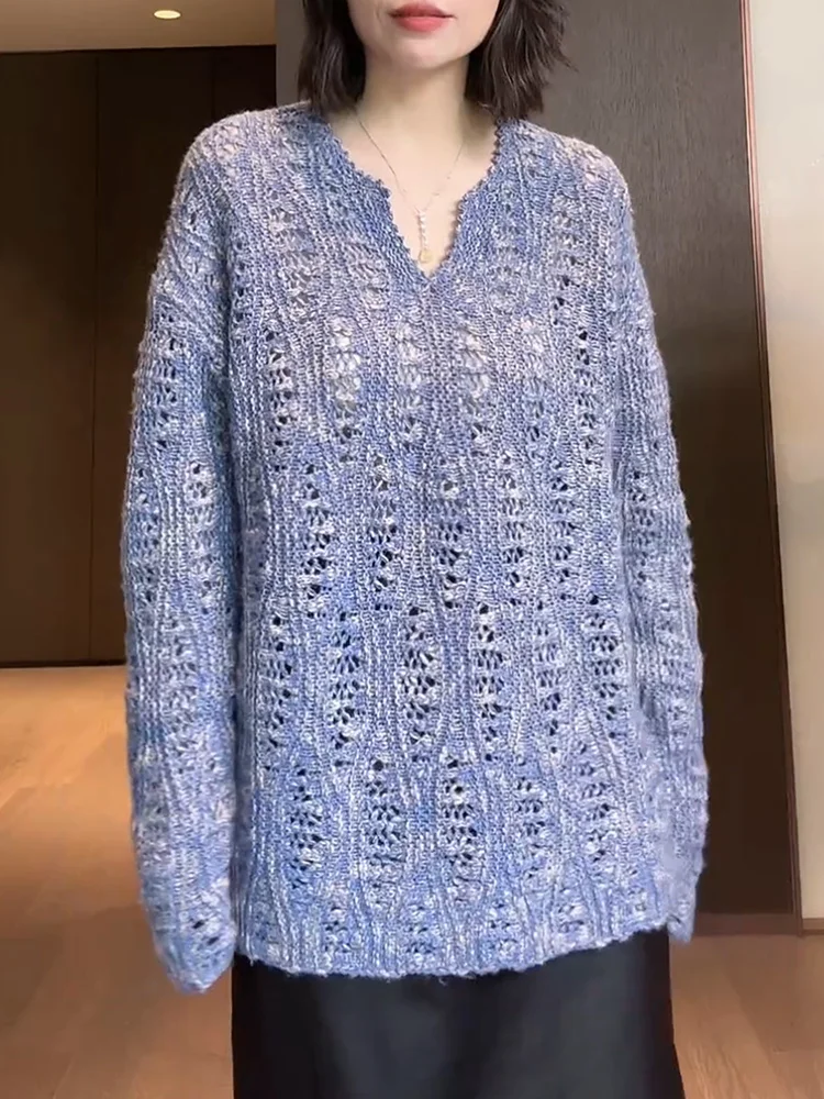 Fall 2025 plus Size Women's V-Ne Hollow out Casual Blue Long Sve Knitwear Ele Korean Sle Loose Fit Woolen Top
Fall 2025 plus Size Women's V-Ne Hollow out Casual Blue Long Sve Knitwear Ele Korean Sle Loose Fit Woolen Top