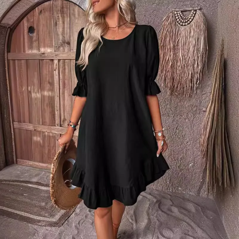2025 cross-border women's clothing retro cotton and linen medium-sleeved round neck solid color loose pendulum dress cw50648
2025 cross-border women's clothing retro cotton and linen medium-sleeved round neck solid color loose pendulum dress cw50648