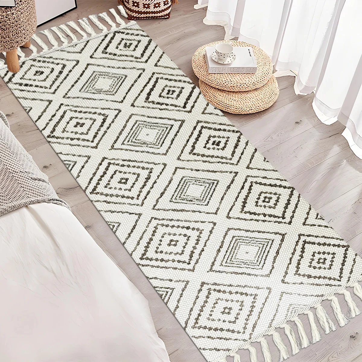 Nordic Grey-White Diamond Tassel Mat, Bohemian Kitchen/Entryway Stain Resistant Non-Slip Floor Rug
Nordic Grey-White Diamond Tassel Mat, Bohemian Kitchen/Entryway Stain Resistant Non-Slip Floor Rug