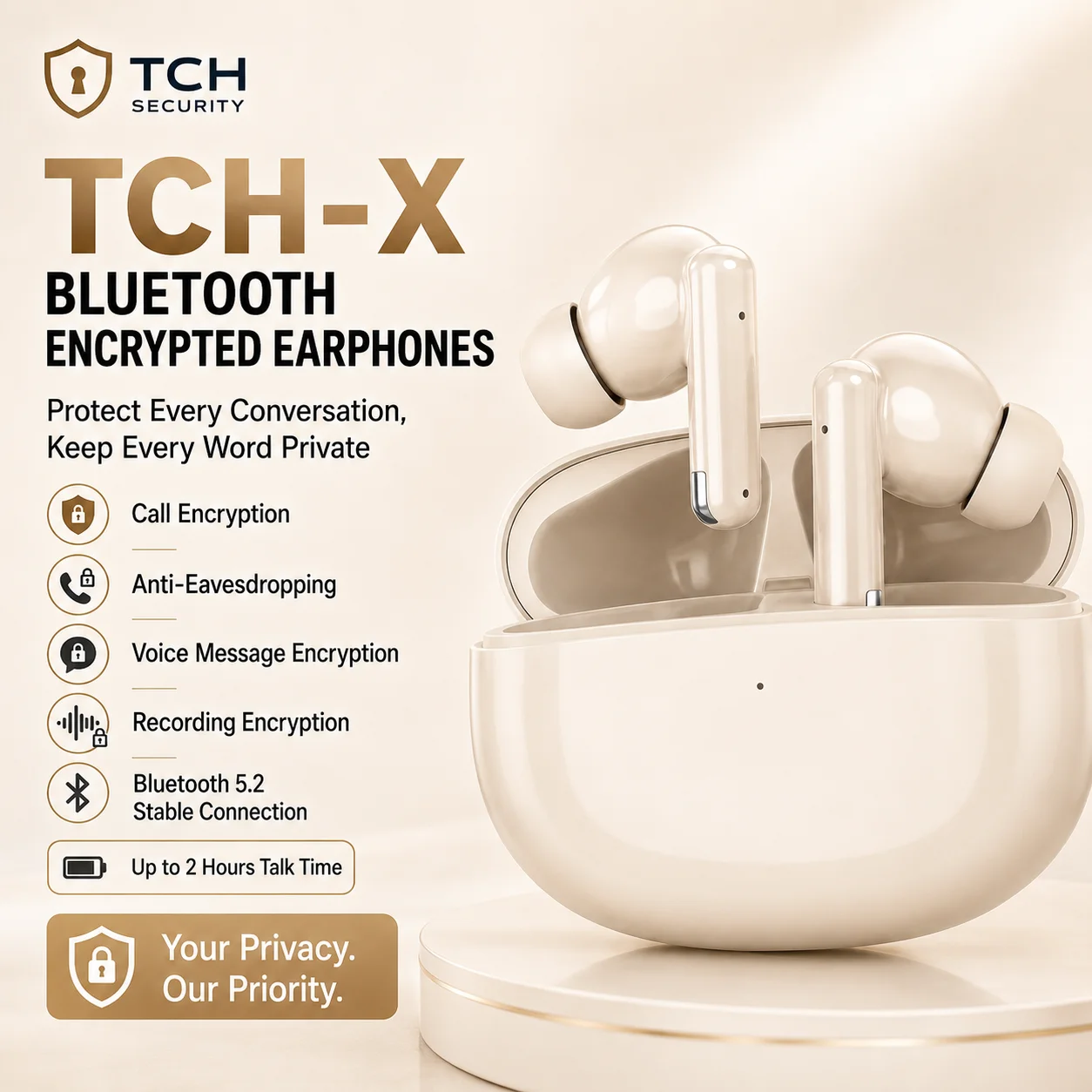 Bluetooth Encrypted Earphones Secure Voice Call Headset Anti Spy Eavesdropping Protection Wireless Earbuds for Phone Privacy
Bluetooth Encrypted Earphones Secure Voice Call Headset Anti Spy Eavesdropping Protection Wireless Earbuds for Phone Privacy