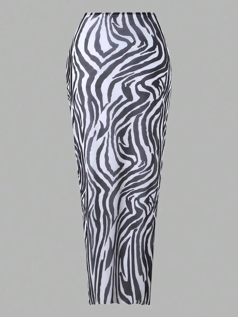Womens Zebra Print One-Piece Swimsuit With Mesh Skirt Elegant Beach Outfit
Womens Zebra Print One-Piece Swimsuit With Mesh Skirt Elegant Beach Outfit