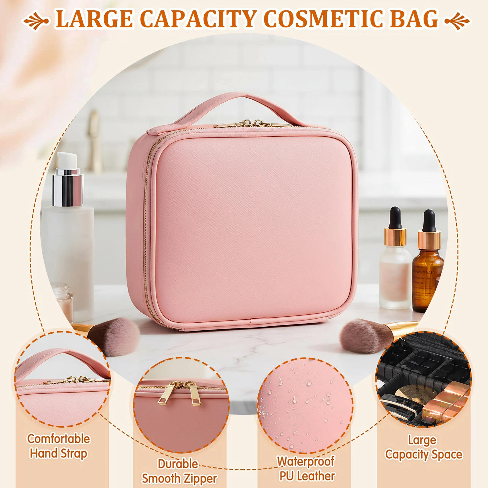 Nylon Travel Makeup Bag with Adjustable Dividers Artist Storage Bag for Women Brushes Toiletry
Nylon Travel Makeup Bag with Adjustable Dividers Artist Storage Bag for Women Brushes Toiletry