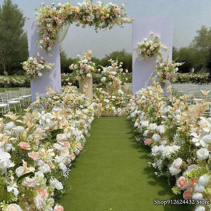 Champagne Wedding Decoration Outdoor Artificial Flowers Hang Flower Row Road Lead Flower Ball Floral Arrangement Backdrop 
Champagne Wedding Decoration Outdoor Artificial Flowers Hang Flower Row Road Lead Flower Ball Floral Arrangement Backdrop