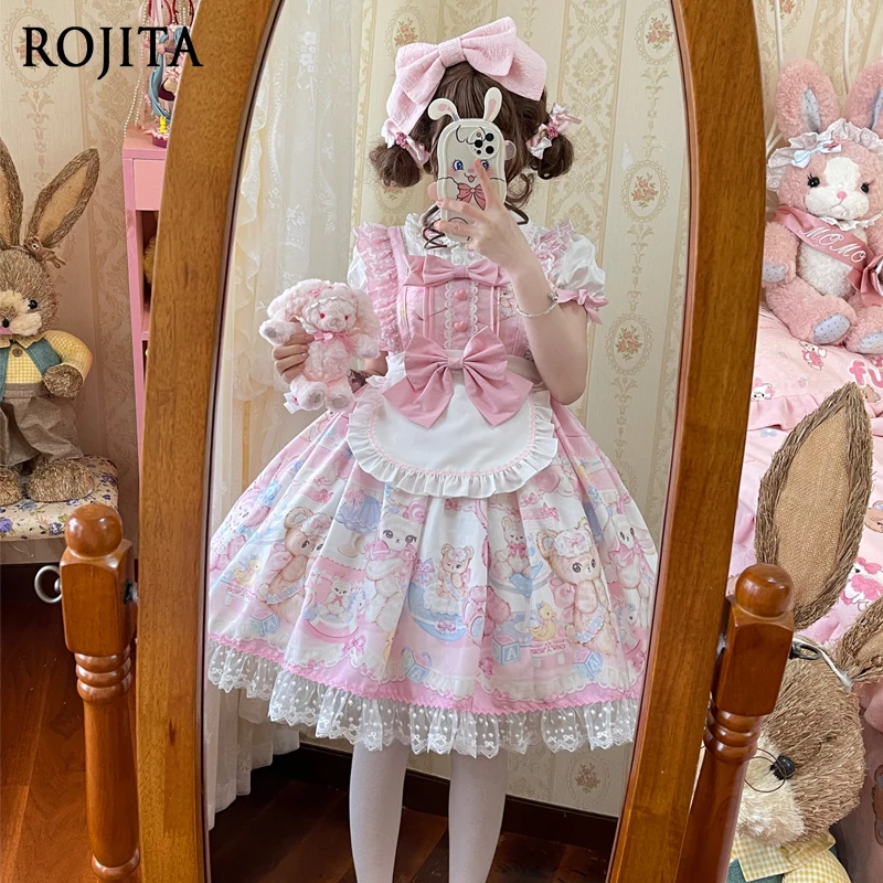 Japanese Style Lolita Sweetheart Bunny Bear Dress Women Sweet Cute Mid-length JSK Strap Dress 2025 Pink JSK + Apron
Japanese Style Lolita Sweetheart Bunny Bear Dress Women Sweet Cute Mid-length JSK Strap Dress 2025 Pink JSK + Apron
