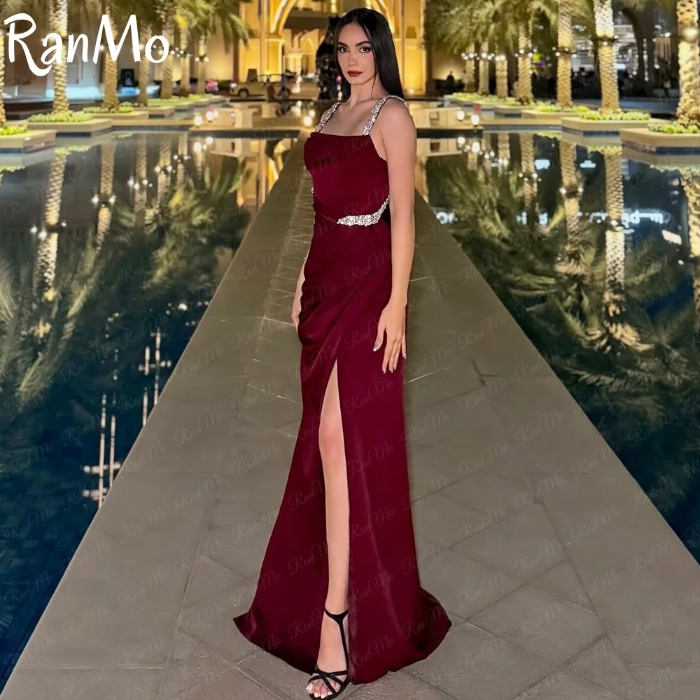 Ranmo Elegant Burgundy Evening Dress Spaghetti Strap Prom Gown Customized Beaded Wedding Party Dress Mermaid Vestido De Noche
Ranmo Elegant Burgundy Evening Dress Spaghetti Strap Prom Gown Customized Beaded Wedding Party Dress Mermaid Vestido De Noche