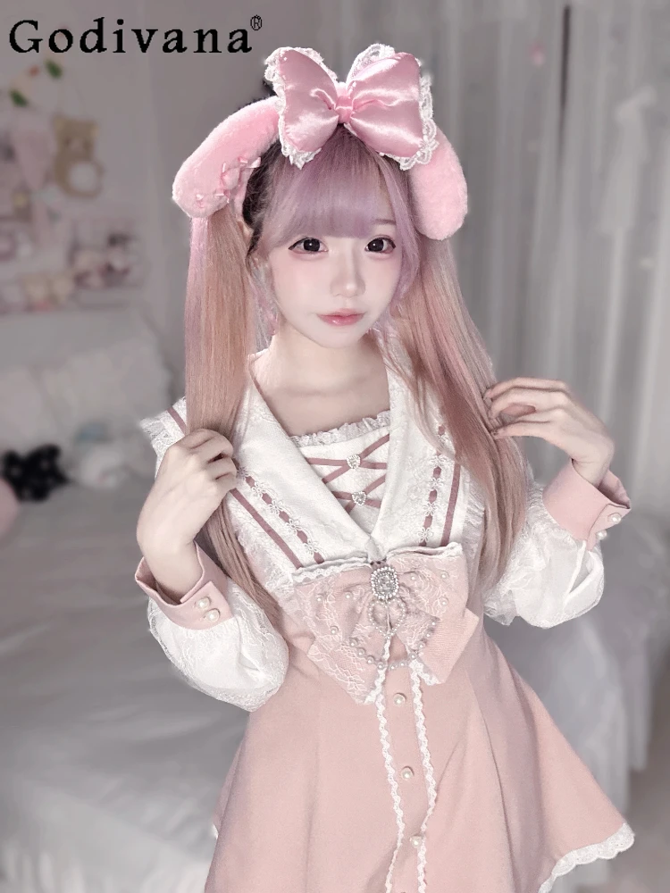 Japanese Style Mine Mass-Produced Long-Sleeve Dress Set Autumn Cute Bow Sweet Elegant Dress Shorts 2-Piece Sets Women's Outfits
Japanese Style Mine Mass-Produced Long-Sleeve Dress Set Autumn Cute Bow Sweet Elegant Dress Shorts 2-Piece Sets Women's Outfits