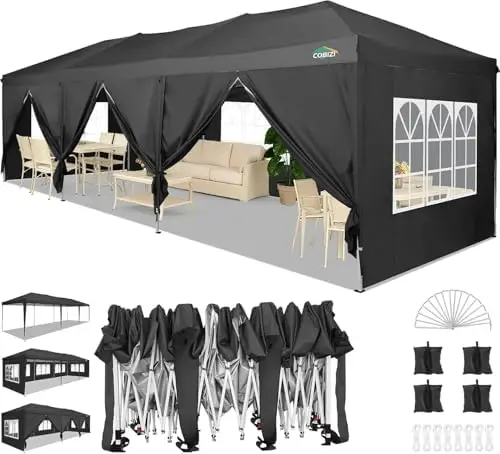 Canopy 10x30 Pop Up Canopy Tent with 8 Sidewalls Party Tents for Parties Wedding Backyard Waterproof Outdoor Commercial
Canopy 10x30 Pop Up Canopy Tent with 8 Sidewalls Party Tents for Parties Wedding Backyard Waterproof Outdoor Commercial