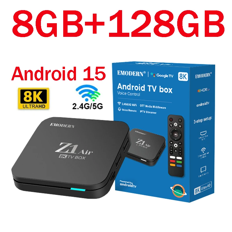Smart TV Box for TV 8K 4K Android 15 WI-FI 2.4 & 5G Allwinner h313 BT5.0 8GB 128GB media player IPTV Remote Voice original
Smart TV Box for TV 8K 4K Android 15 WI-FI 2.4 & 5G Allwinner h313 BT5.0 8GB 128GB media player IPTV Remote Voice original