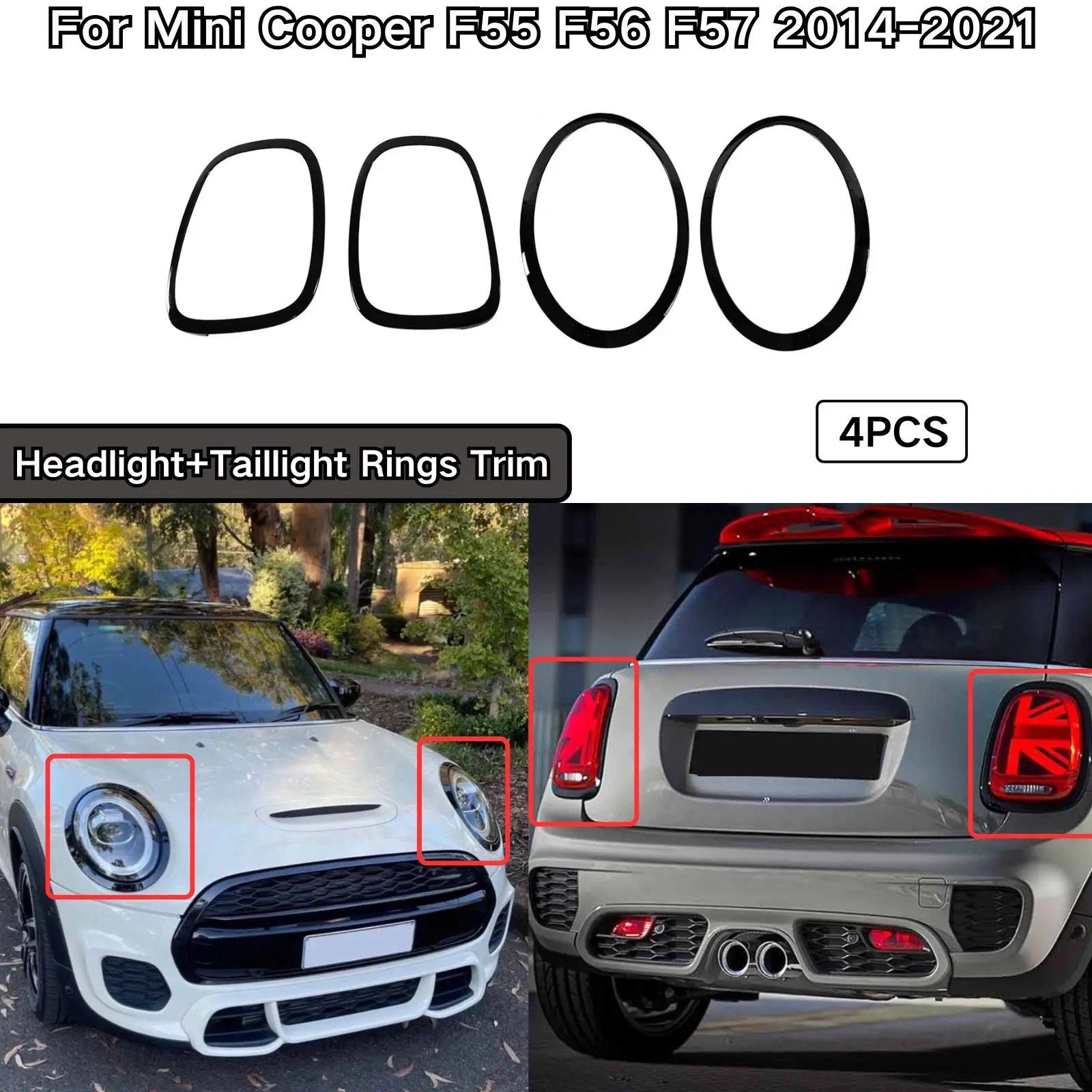Для Mini Cooper F55 F56 F57 2014 2015-2021 фара + кольца задних фонарей, 4 шт., глянцевый черный комплект кузова, автомобильные аксессуары, пластик
Для Mini Cooper F55 F56 F57 2014 2015-2021 фара + кольца задних фонарей, 4 шт., глянцевый черный комплект кузова, автомобильные аксессуары, пластик