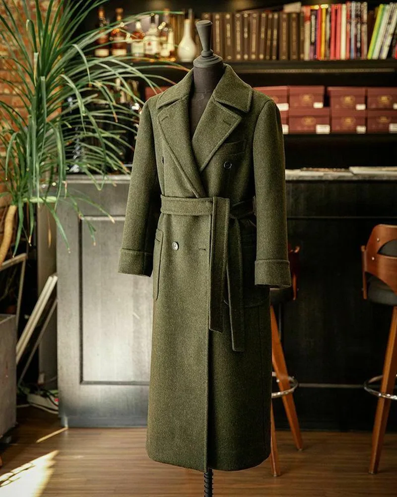 New Arrival Army Green Long Coat Men Suits Belt Overcoat Shawl Lapel Formal Woolen Work Wear Winter Warm Plus Size Tailored
New Arrival Army Green Long Coat Men Suits Belt Overcoat Shawl Lapel Formal Woolen Work Wear Winter Warm Plus Size Tailored