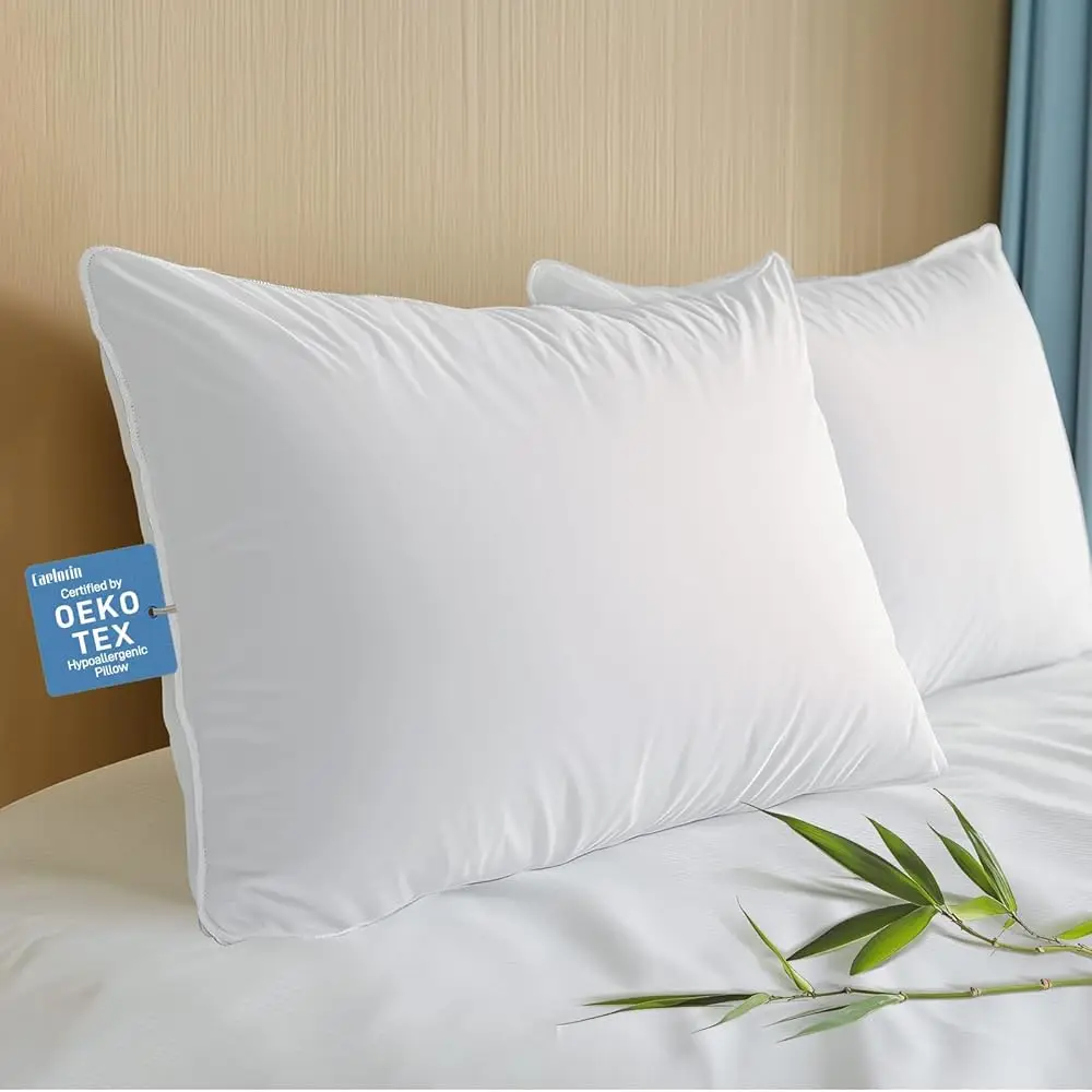 Hypoallergenic Bamboo Viscose Shell, Soft Standard/Queen Size Bed Pillows Set Of 2 With Down Alternative Filling, Oeko-Tex
Hypoallergenic Bamboo Viscose Shell, Soft Standard/Queen Size Bed Pillows Set Of 2 With Down Alternative Filling, Oeko-Tex